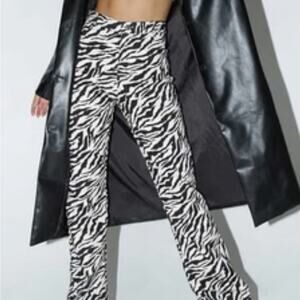 Motel Rocks Zoven 90s Zebra Print Flare Trousers Size Small